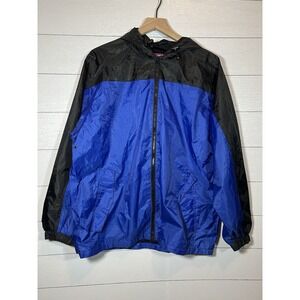 Viking B.T. Elements Jacket Men Large Blue Black Hooded Zip Windbreaker Coat
